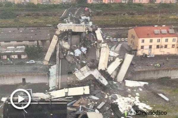 Un trágico incidente en la ciudad de Génova, Italia, donde se derrumbó un tramo del puente Morandi. se presume falla estructural.
