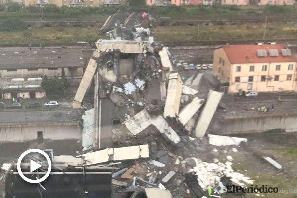 genova Un trágico incidente en la ciudad de Génova, Italia, donde se derrumbó un tramo del puente Morandi. se presume falla estructural.