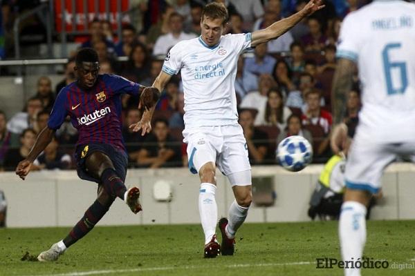 Barcelona golea al PSV sin complicaciones por la Champions League 1 Gol-Dembele