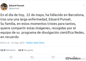 Muere Eduard Punset a la edad de 82 años