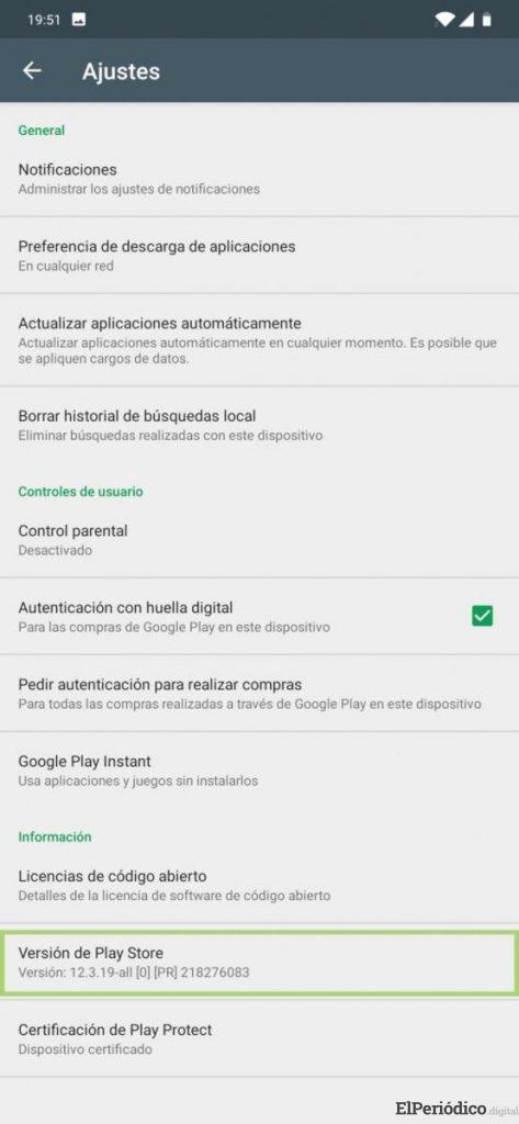 Google Play: actualizar a la última versión disponible 2019 5