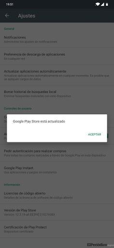 Google Play: actualizar a la última versión disponible 2019 6