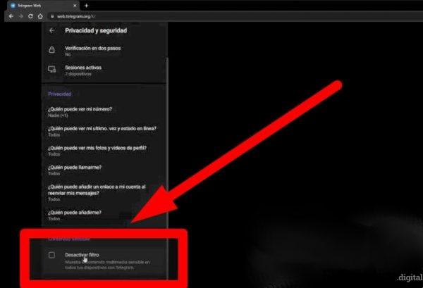 Cómo habilitar contenido sensible en Telegram 1