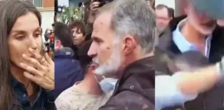 Las duras imágenes de la protesta contra la visita de los Reyes, Sánchez y Mazón: barro, palos y gritos